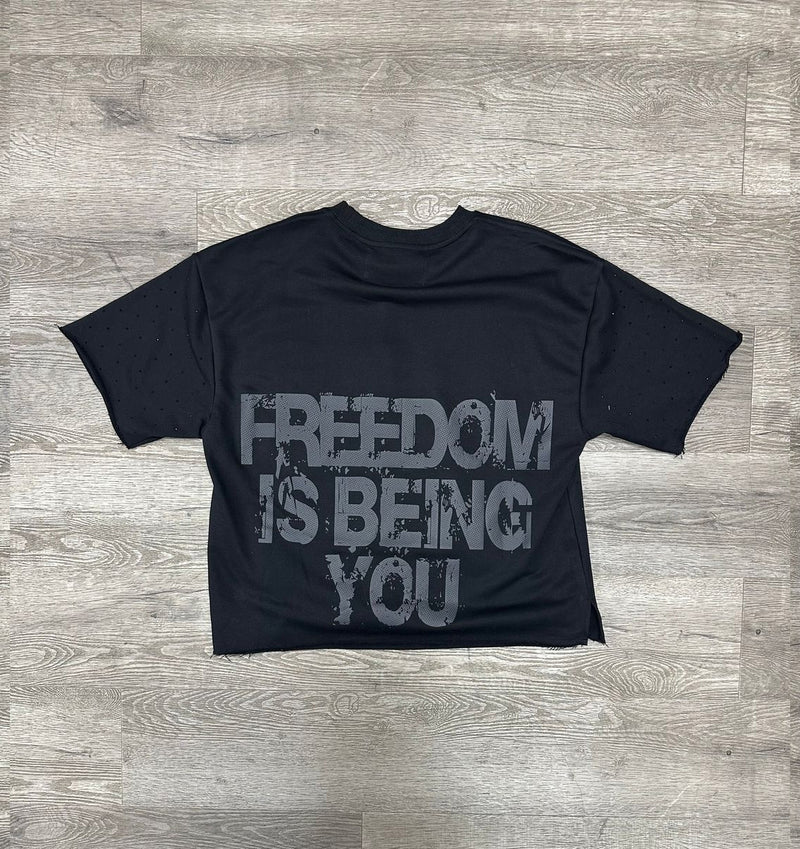 "FREEDOM IS BEING YOU" F-TERRY CROPPED TEE (T1300)