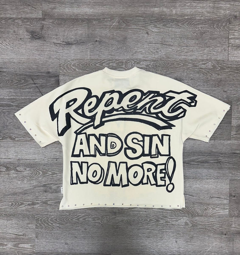 "REPENT" F-TERRY CROPPED TEE (T1289)