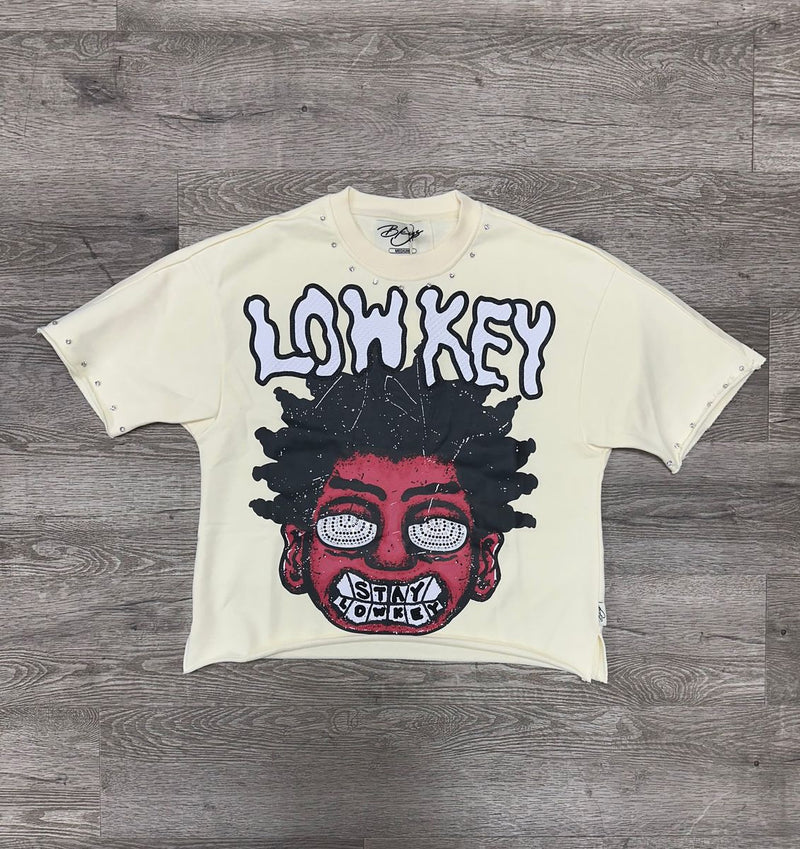 "LOW KEY" F-TERRY CROPPED TEE (T1281)