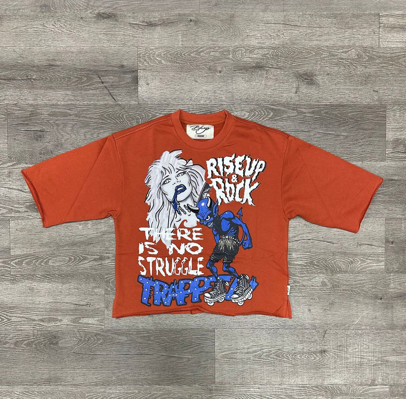 "TRAPPED" F-TERRY CROPPED T-SHIRT