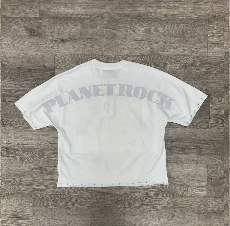 "PLANET ROCK" F-TERRY CROPPED TEE (T1292)