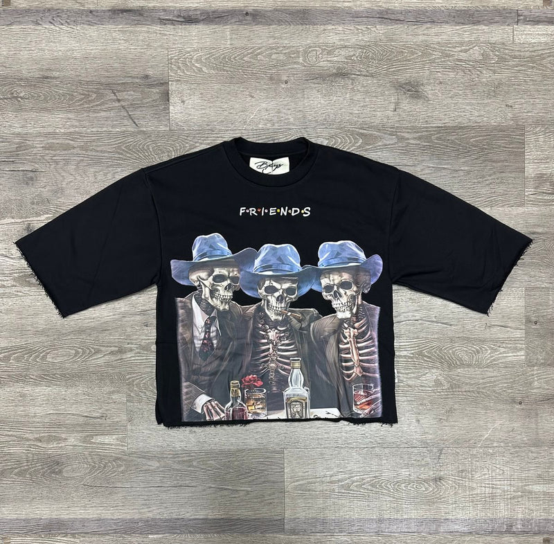 "FRIENDS" F-TERRY CROPPED T-SHIRT (T1246)