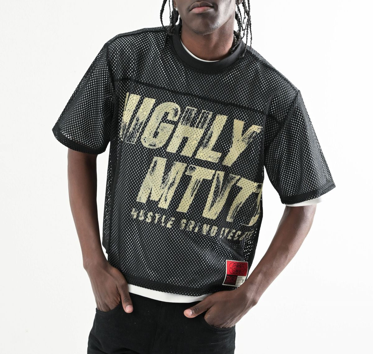 TAKER CROPPED MESH JERSEY (BLACK)