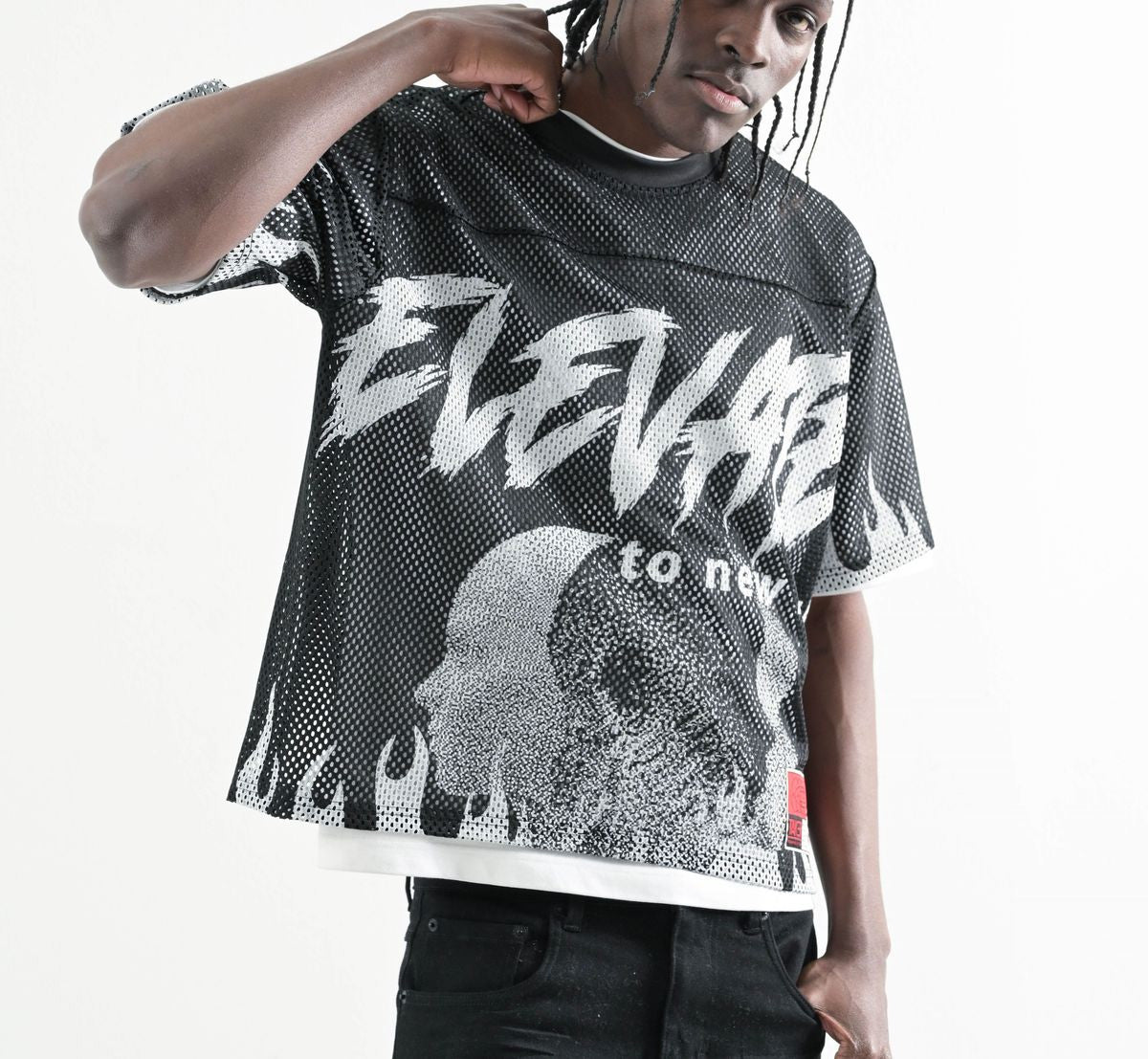 TAKER CROPPED MESH JERSEY (BLACK)